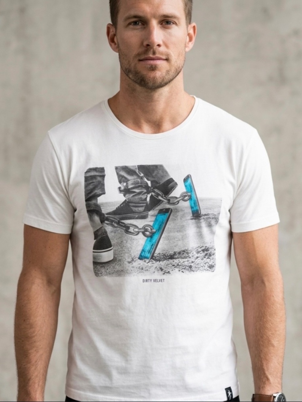 Dirty Velvet Organic Cotton “Chained to Tech” Graphic Shirt Urban Indie Skater L